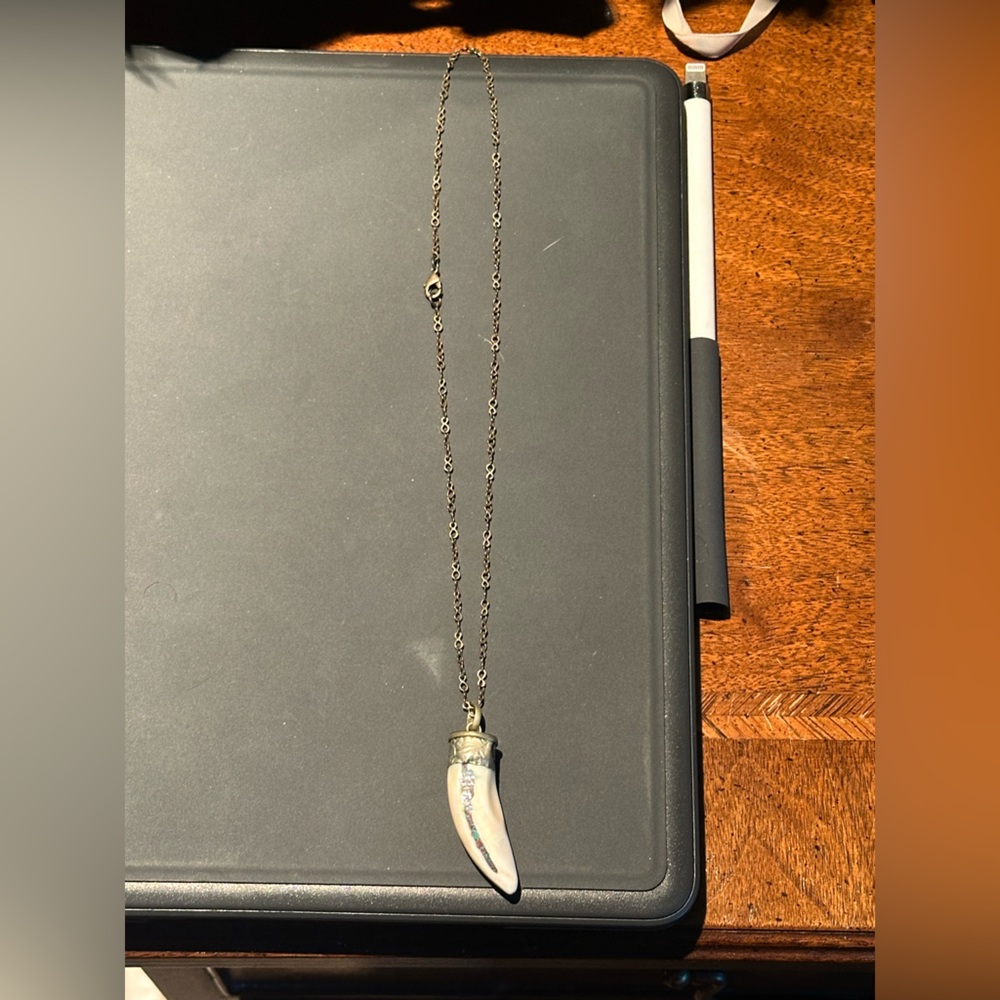 Silver and White Horn Pendant Necklace